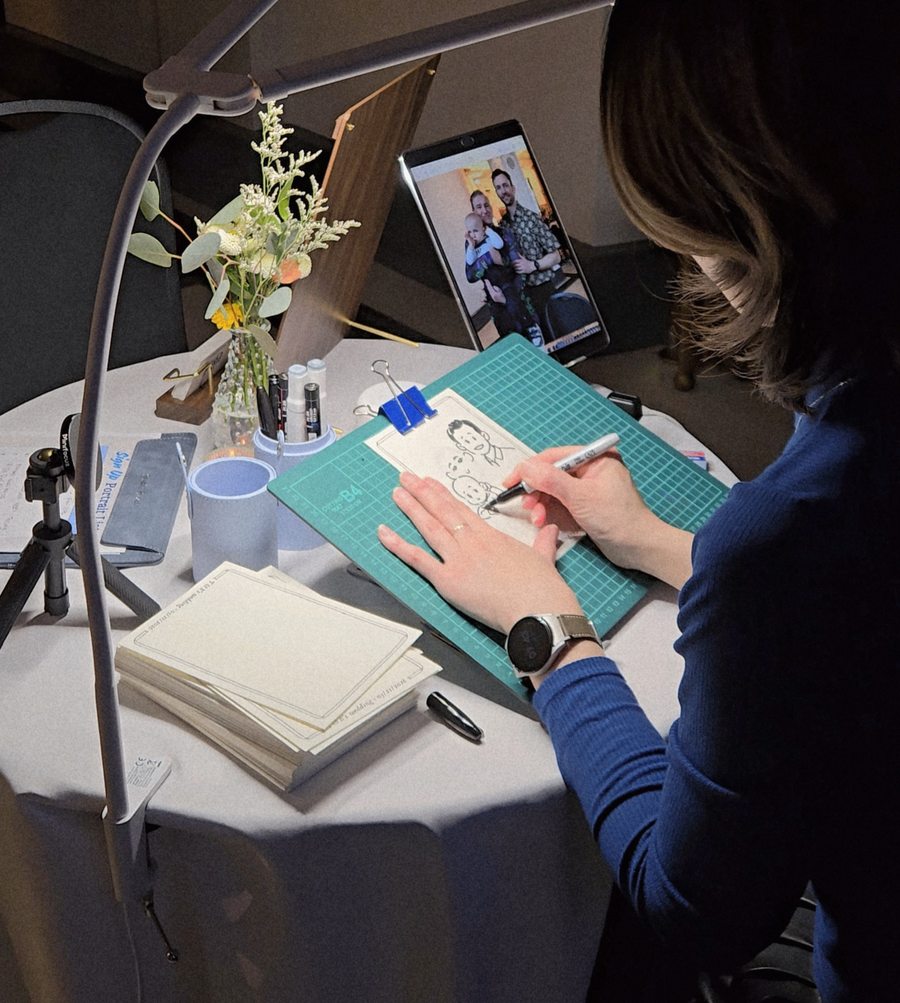 Ryo creating a live guest sketch at an event